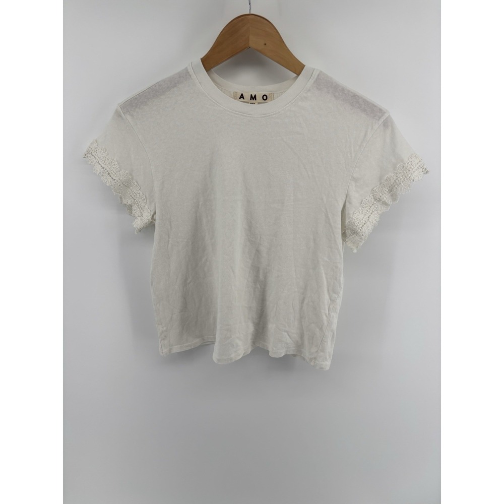 NWOT Amo Lace Trim Top Sz S Dainty Cottagecore Coquette Flirty Momcore MSRP $